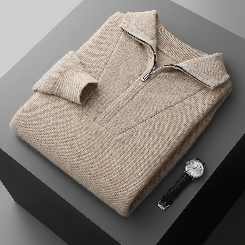 Men’s Half-Zip Thick Knit Sweater – Casual, Business & Winter Ready