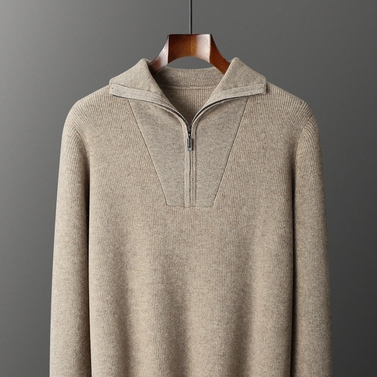 Men’s Half-Zip Thick Knit Sweater – Casual, Business & Winter Ready