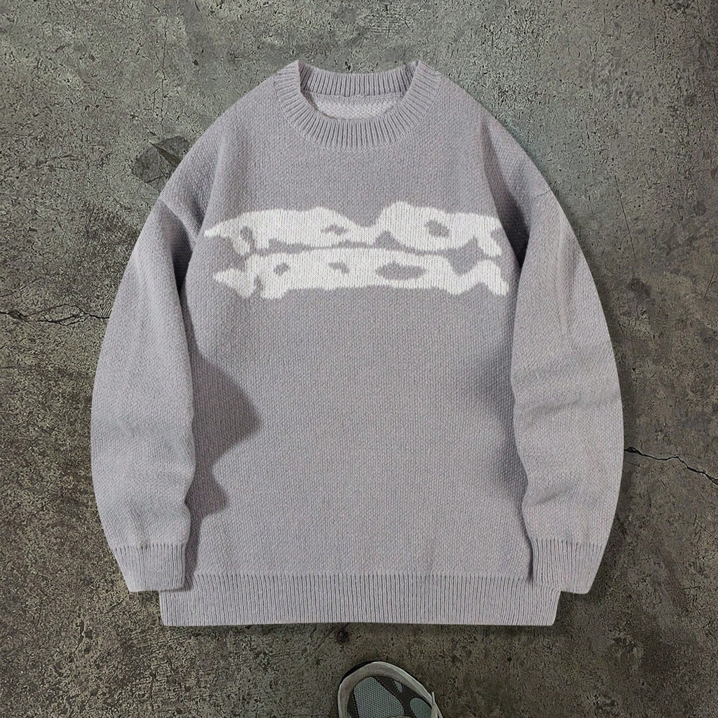 MEN’S LOOSE FIT GEOMETRIC KNIT SWEATER – WARM, STYLISH & VERSATILE