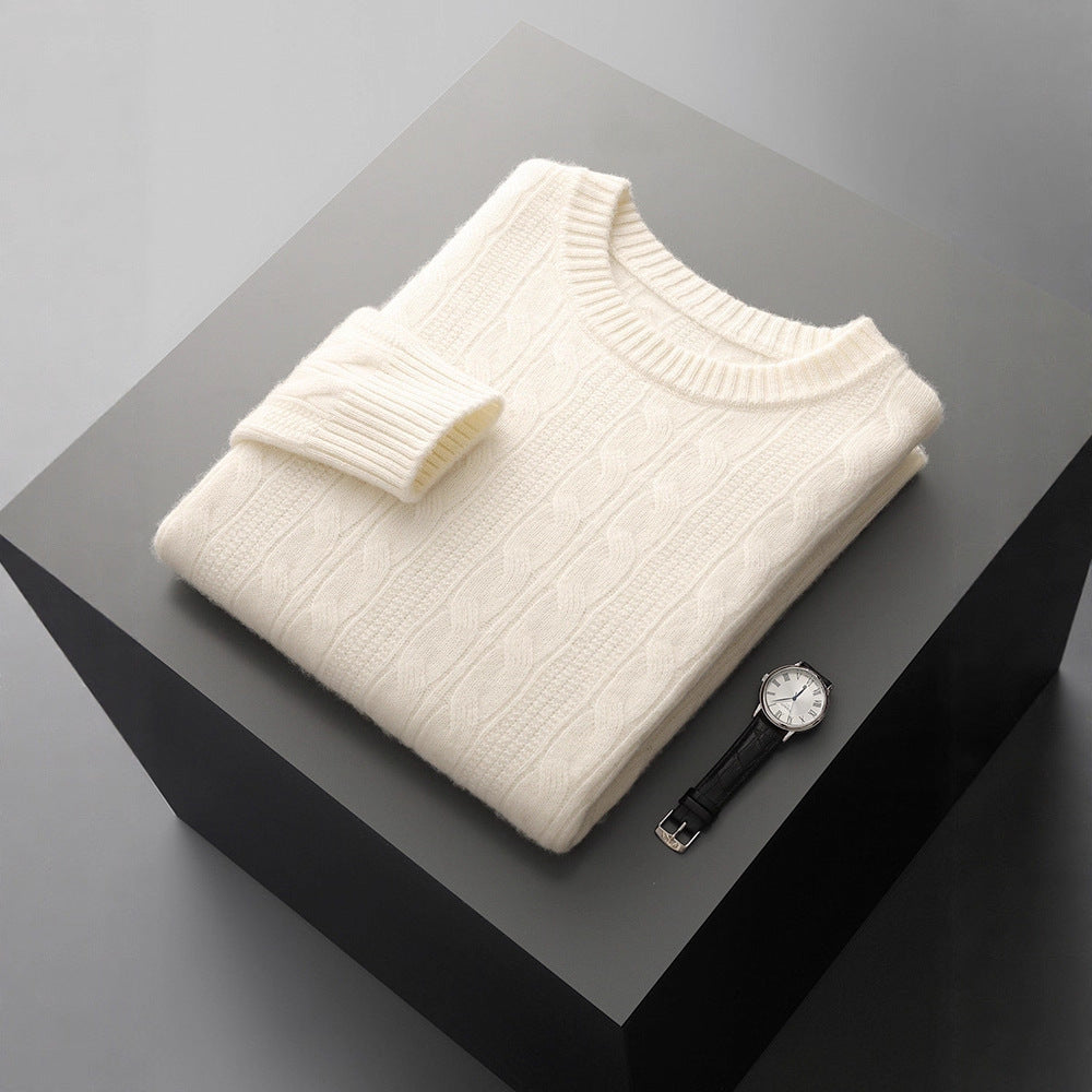 MEN’S THICK JACQUARD KNIT SWEATER – CASUAL, BUSINESS & WINTER READY